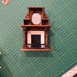 Victorian Dollhouse Miniature Mahogany Wooden Fireplace with Mirror. 1:12 scale